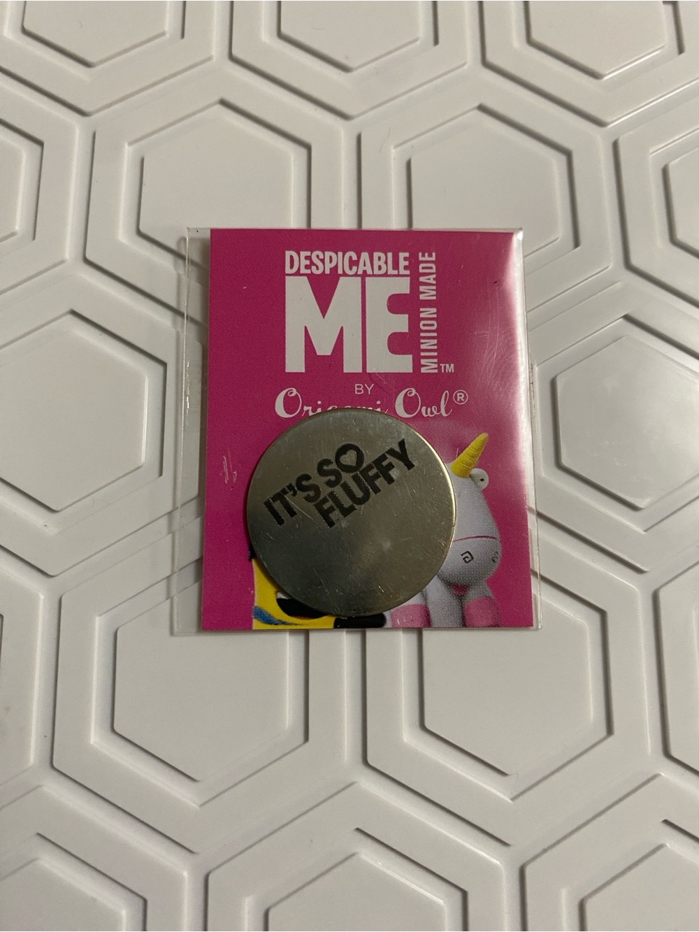 Origami Owl Despicable Me Large Silver 'It's So Fluffy' Faceplate